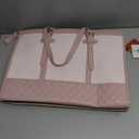 LOVEVOOK Laptop Bag for Women 15.6 inch Canvas Laptop Tote Bag, Large Capacity Work Bag with Clutch Purse, Computer Bag Office Business Briefcase, Casual Handbag for Travel College Teacher School (Sakura Pink)