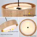18" Double-Drum Hemp Rope Farmhouse Pendant Light Bohemian RattanChandelier Semi-Flush Handwoven Design for Dining Room, Bedroom, Living Room & Kitchen Island