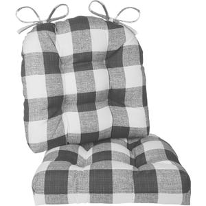 Klear Vu Wicker Solarium Indoor and Outdoor Chair Cushions for Patio Furniture, Kitchen and Dining Room, Water-Resistant Seat Pads, 19x18 Inches, 2 Count (Pack of 1), Gray