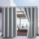 Outdoor Indoor Curtains W52 x L108 for Patio - Weather-resistant Window Panels Privacy Protect Grommet Top Thermal Insulated Home Curtain for Porch Pergola Garden (Light Gray, 2 Panels)