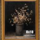 uniro Vintage Picture Frame, Ornate Gold Picture Frames for Wall Hanging And Tabletop Display, Antique Photo Frame 8 x 10 for Retro Home Decor, Bedroom, Vintage Frames, 8x10in