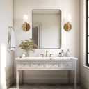 ANDY STAR Wall Mirror for Bathroom with Stainless Steel Metal Frame, 30"x40"Rectangle Rounded Corner Frame, Brushed Gold Finish