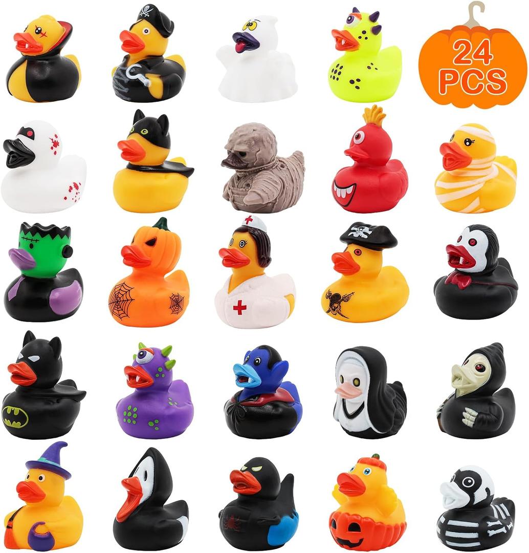Halloween Rubber Ducks for Jeep Ducking 24PCS Bulk Halloween Party Favors for Kids Jeep Ducks Baby Showers Favors Bath Toys Pool Floater Halloween Goodie Bag Fillers Stuffer Exchange Gifts Prizes