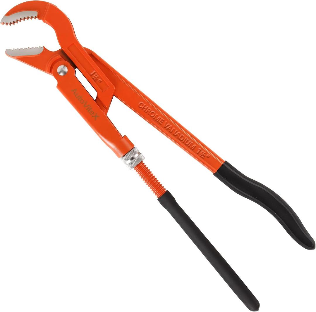 17-Inch Swedish Pipe Wrench, Heavy Duty Adjustable Plumbing Wrench with 45Angled Jaw for All Types of Nuts, Water Pipes