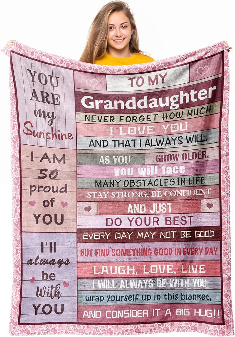 Granddaughter Gifts from Grandma Grandpa, Gifts for Granddaughter, Granddaughter Gift Ideas, to My Granddaughter Christmas Graduation Birthday Valentines Day Gift Throw Blanket 60" x 50"