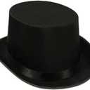 Super Z Outlet Black Top Hat Satin Costume Magician Fancy Style Party Accessory (Black), Large