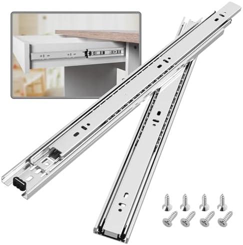 BAIDICE 5 Pair Full Extension Ball Bearing Drawer Slides 8 10 12 14 16 18 20 22 24 Inch 100 LB Load Capacity Side Mount File Cabinet Rails Dresser Metal Runner Trash Can Kitchen (14 inch, Sliver)