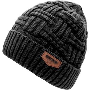 Loritta Winter Hat Warm Knitted Thick Baggy Slouchy Beanie Skull Cap for Men (One Size, A-dark Grey With Weave,1 Pack)