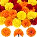 40Pcs 2.75'' Marigold Flowers Heads Bulk, Silk Marigold Artificial Flowers for Diwali Home Decor DIY Wreath Garland Craft Baby Shower Wedding Mexican Party Decoration Halloween New Year DecorMix-1