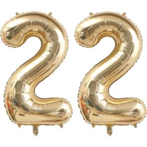 22 Birthday Balloon Number, 40 Inch Light Gold Number 22 Balloon, Foil Large Digital Birthday Balloons, Champagne Gold 22th 12th Birthday Party Decorations Supplies 22th Birthday Decorations