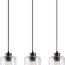 3-Light Pendant Light Fixtures with Clear Glass, Black Hanging Light Fixture for Ceiling, Adjustable Kitchen Island Light for Dinning Room, Bedroom,Hallway, E26 Base, Bulbs Not Included
