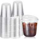 Ziliny 35 Sets Clear Plastic Coffee Cups with Sip Lids, Disposable Plastic PET Crystal Cups for Iced Coffee, Smoothie, Cold Beverage, Drink Shops and Party Catering(Clear,12 oz)