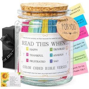 Bible Verse Jar, Read Me When Bible Verses Jar For Daily Encouragement, Inspirational Prayer & Reflection,Graduation Gift for Her,Gifts for Mom from Daughter Son, Christian Gifts for Women (Classical Style)
