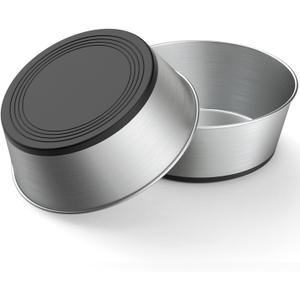 WROSWT 304 Stainless Steel Dog Bowls Set of 2, Anti Rust Metal & Non Slip Rubber Base, Heavy Duty Large Feeding Dishes, Food Grade BPA Free, Food and Water Bowl for Medium Dogs (48oz, 6cup)