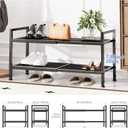2 Tier Shoe Rack, Expandable Shoe Rack for Closet, Adjustable Shoe Organizer for Entryway, Shoe Storage Organizer for Door Entrance, Garage, Bedroom