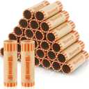 Gersoniel 360 Pcs Preformed Coin Wrappers Quarter Rolls Wrappers Bulk Quarter,Pennies,Dimes Coin Rolls for Bank and Office(Orange)