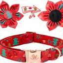 Elegant little tail Christmas Dog Collar, Female or Male Dog Collar Flower, Pet Collar Adjustable Dog Collars with Flower for Small Medium Large Dogs(XS)