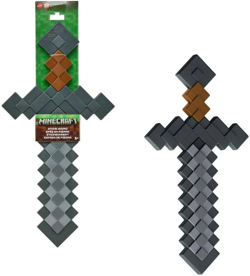 Mattel Minecraft Role-Play Battle Toy Accessory Collection with Pixelated Design, Stone Sword