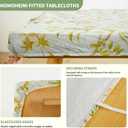 Rectangle Picnic Table Cloth, Elastic Waterproof Fitted Vinyl Tablecloths for 4 Foot Tables, Wipeable Flannel Backed Table Covers for Dining, Camping, Outdoor(Leaves,24"x48")