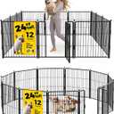 Dog Playpen 24 inch 12 Panels for Indoor & Outdoor Use – Heavy-Duty Metal Pet Fence with Ground Stakes, Rounded Ball Tops for Safety, Stable & Foldable Design, Easy to Assemble