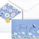 2 x AZAZA 48 PK Floral Thank You Cards Unique Design, Wedding Cards with Envelopes Bulk, 4x6 Thank You Notes for Baby Shower, Bridal Shower, Sympathy (Blue Butterfly)