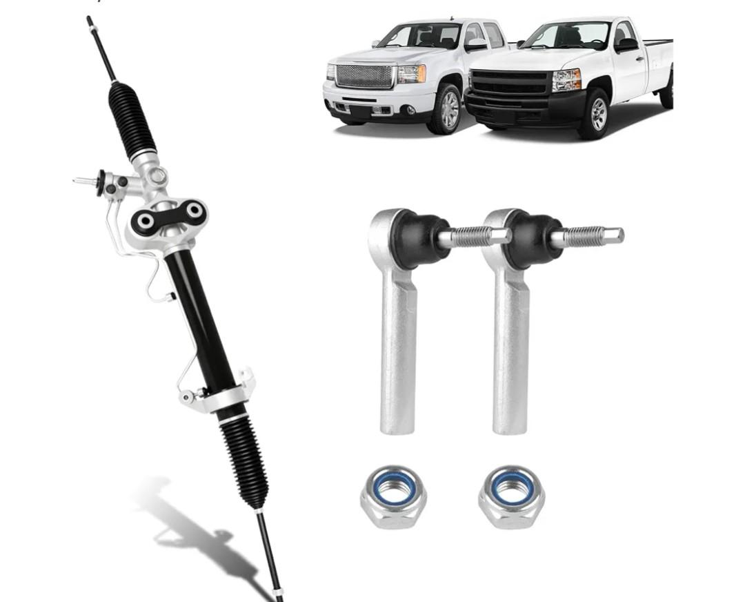 Hydraulic Power Steering Rack and Pinion Compatible with 2007-2013 Chevrolet Silverado 1500, GMC Sierra 1500 with Outer Tie Rod Ends