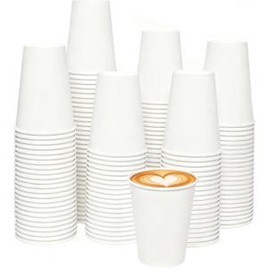 Disposable Paper Coffee Cups,12 oz [120 Count] White Paper Cups, Perfect for Cold and Hot Drinks,Food-Grade Paper,Thickened