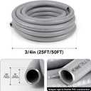 3/4inch 50ft Liquid-Tight Conduit and Connector Kit,Flexible Non-Metallic Liquid Tight Electrical Conduit Kit with 5 Straight and 3 90-Degree Connector Fittings,3/4 in. Dia