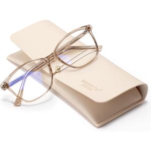Madison Avenue Blue Light Blocking Glasses Anti Eyestrain UV Glare Blue Light Glasses for Women with Case, TV Phone Computer Gaming Eyeglasses (Coffee Brown)