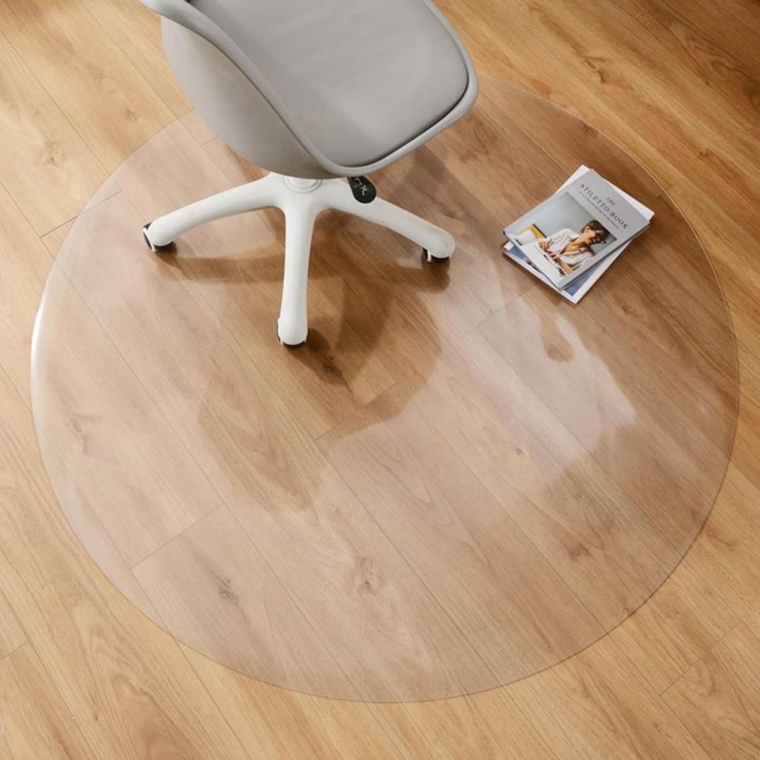 Round Clear Chair Mat For Hardwood Floor PVC Anti-Slip Office Chair Mat 1.5 Mm Round Transparent Wooden Floors Protector For Kitchen Dining Room Home Carpet Protector For Office Home ( Size 4 FT )