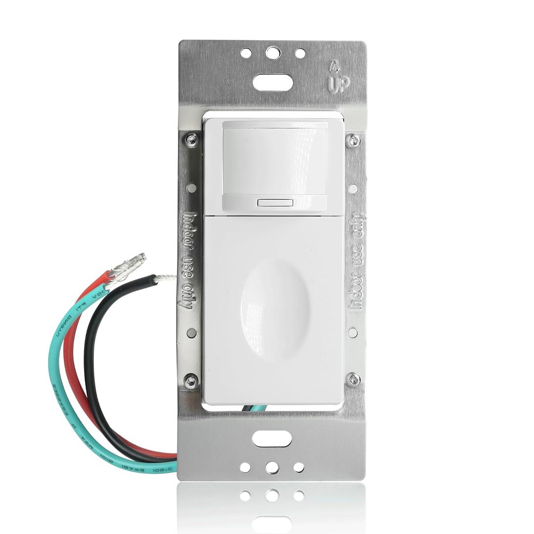 RAYZEEK Motion Sensor Light Switch, 5A, Single Pole, No Neutral Wire, Need Grounding Wire, OCC & VAC & Manual Selectable, PIR Infrared Motion Activated Wall Switch, UL Listed, Wall Plate Included