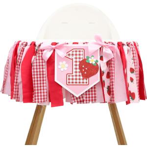 Strawberry 1st Birthday High Chair Banner - Strawberry 1st Party Decoration,Sweet First Birthday Banner,Cake Crush Photo Prop