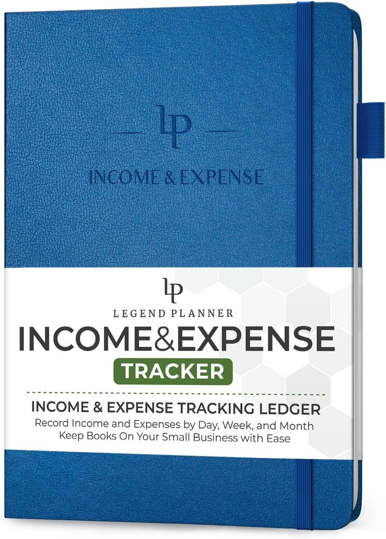 Legend Income & Expense Tracker  Bookkeeping Record Book Accounting Ledger  Small Business Supplies Account Notebook, 7x10 (Mystic Blue)