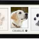 MYPAWLETS Paw Print Frame Kit, Dog/ Cat Paw Print Kit, Soft Pawprint Clay&Clean Touch Ink Pad, Pet Paw Print Impression Kit with Customization Tool, Wooden Pet Memorial Frame, DIY Dog Lover Gifts-Black