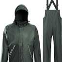 TOWN&FIELD Rain Suits for Fishing Waterproof Rain Gear for Men Women Heavy Duty Rain Coat Jacket with Pants/Overalls (Small, Dark Green)
