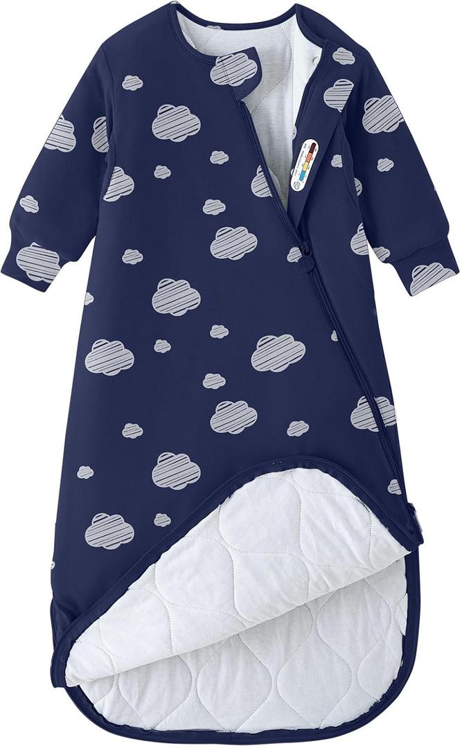 Unisex Sleeping Bag for Babies and Toddlers 3.5 Tog Sleep Sack, Baby Sleep Sack, One piece with sleeves, Gifts for Baby (0-6M, Navy Sky)