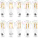 GvvooHome LED Edison Bulbs Dimmable, E26 Bulb 60 watt Equivalent, Soft White 2700K, ST58 Vintage Light Bulbs, 90+ CRI, 6W 600LM, E26 Medium Base, Clear Glass, 10 Pack