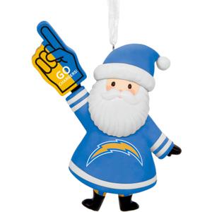 Hallmark NFL Los Angeles Chargers Santa Fan Christmas Ornament, Gifts for Sports Fans