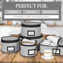 2 x China Storage Containers 5-Piece Set Moving Boxes for Dinnerware, Glasses, Plates, Mugs and Saucers Sturdy Quilted Microfiber Dish Organizer with Dividers for Seasonal Storage - Holds Set of 12, Gray