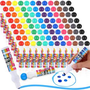 Crtiin 96 Pcs Bingo Daubers Bulk in 12 Colors, 0.5 Oz, Assorted Colors Set of Bingo Markers Dot Markers Dot Paint Craft Ideal for Art and Crafts Painting Supplies Drawing Coloring