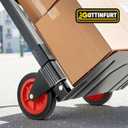 Upgraded Version 3 in 1 Convertible Hand Truck Dolly, 600 Lbs Capacity Heavy Duty Dolly Cart, Foldable Hand Truck with Brake Wheels, Anti-Slip Strip & 2 Elastic Ropes for Office Home Warehouse