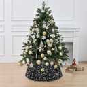 FOTSHARER Christmas Tree Collar Black 28.8 Inches Large Christmas Tree Collars for Artificial Trees Xmas Tree Base Cover Round Velvet Halloween Trees Stand Cover for Holiday Party Santa Decorations