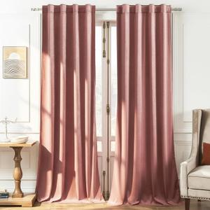 Timeper Wild Rose Pink Velvet Curtains W42 x L96 inches 2 Panels, Light Blocking Curtains for Bedroom Living Room Thermal Insulated Luxury Super Soft Window Drapes,Back Tab & Rod Pocket
