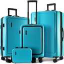 TRAVELARIM Hard Shell Luggage Sets with Spinner Wheels 4 Piece, Expandable Large Suitcases with TSA Lock, Travel Large Suitcase Set, Teal Luggage Set