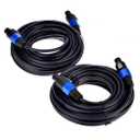 2Pack 25 ft Male Speakon to Speakon Cables, Professional 12 Guage AWG Audio Cord DJ Speaker Cable Wire with Twist Lock - 2 Conductor.