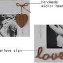 4x6 Wood Picture Frames White for Love with Heart-Table Top and Wall Mounting Photo Frames Distressed for Wedding