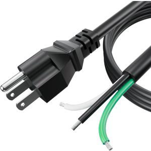 LaWana 6ft 12 Gauge 3 Prong Heavy Duty Replacement Power Supply Cord Cable 110V 115V 120V Pigtail,for Appliance, Power Tools,Compatible with Dishwashers,12 AWG 3 Conductor Wire Cable (Black 6 feet)