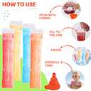 50 Disposable Ice Popsicle Mold Bag 2 Popsicle Holder, Freezer Tubes with Dual Zip Seals for Yogurt, Juice&Smoothies Snacks and Ice Pop Neoprene Anti Freezing Sleeves for Kids (Multicolor-3)