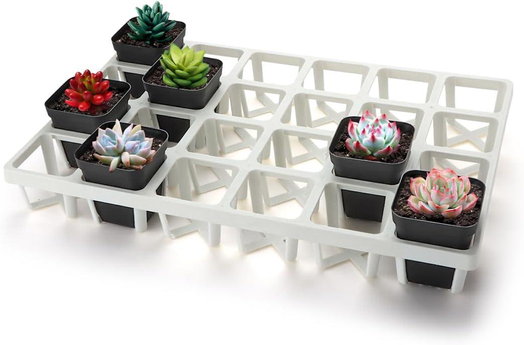 RooTrimmer 5 Pack Planting Pots Moving Trays for 3 inch(2.7 inch for Exact) Square Nursery Pots, 24 Cell Pots Carrier Holders(White)