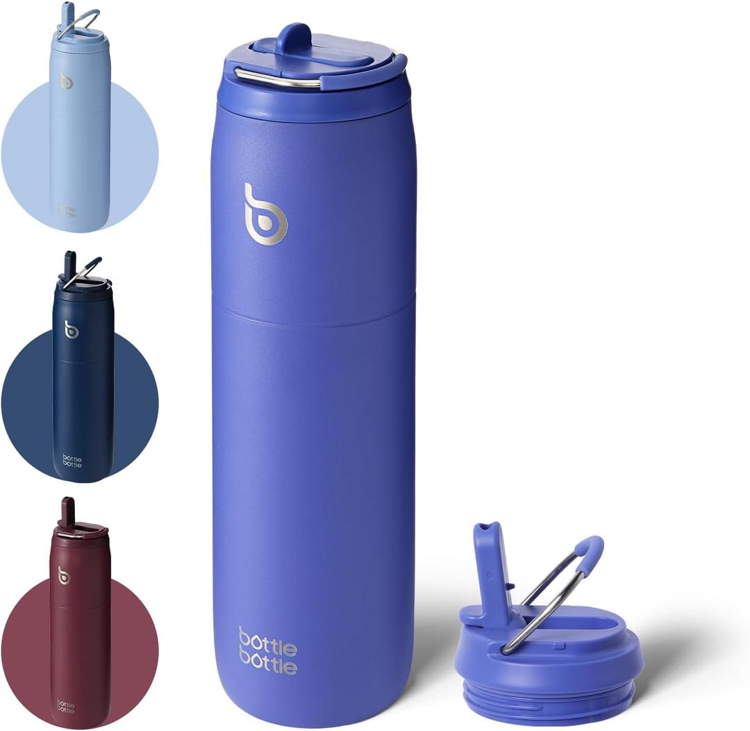 BOTTLE BOTTLE Stainless Steel Water Bottle with Straw and Lid,32 oz Vacuum Insulated Water Bottle,Stay Cold for 24 Hrs, Hot for 12 Hrs, Leak-Proof Wide Mouth Water Bottles for Men,violet blue